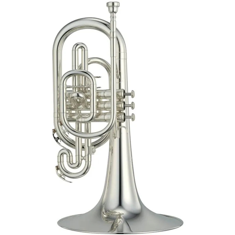 Crafted Yamaha YMP204MS Marching Mellophone - Silver-Plated Finish