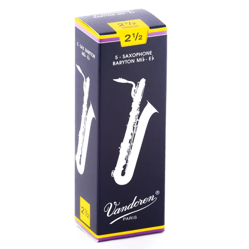 Professional Grade Vandoren Traditional Baritone Saxophone 5-Pack of 2.5 Reeds