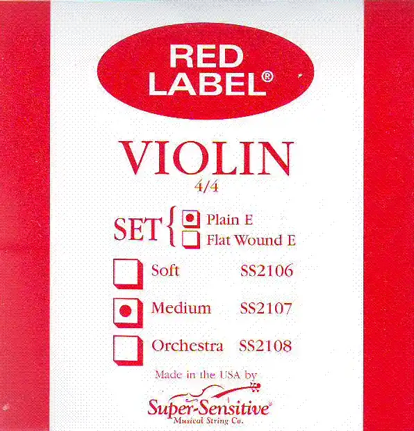 Super Sensitive SS2107E Red Label Medium Violin Strings 4/4 Luxury