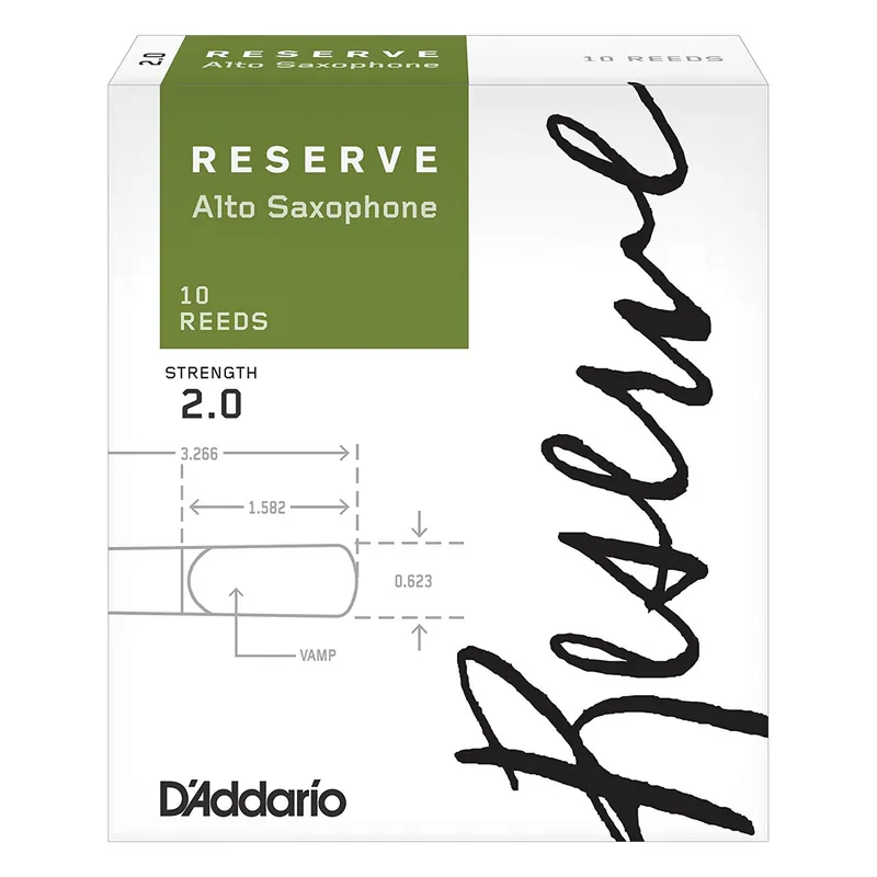 Reduced Price D'Addario Reserve Alto Saxophone Reeds, Strength 2.0, 10-Pack