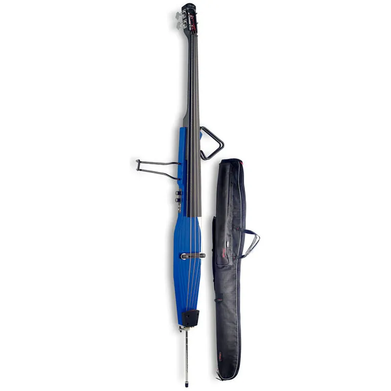New Release Stagg EDB3/4TB Electric Upright Bass w/ Gig Bag in Transparent Blue