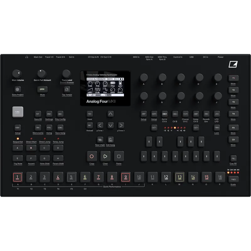 Elektron Analog Four MKII Black 4-voice Analog Synthesizer with Sequen Flash Sale